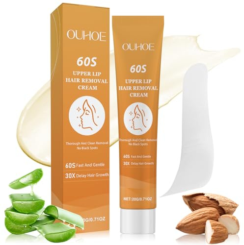 Crème dépilatoire faciale, Crème dépilatoire douce pour la lèvre supérieure, Crème dépilatoire efficace pour le visage, Peaux sensibles, Lèvres, Ligne de bikini, Sourcils, Joues