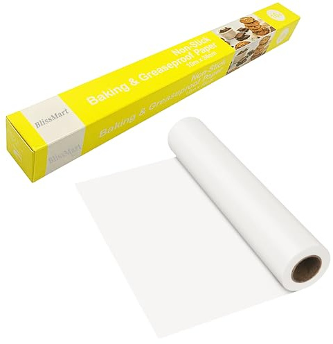 BLISSMART Extra-Wide 38cm x 10m Baking & Greaseproof Paper Roll Non-Stick Multipurpose Parchment Paper for Baking, Cooking & Wrapping Heat Resistant 220°C Food Safe (20m)