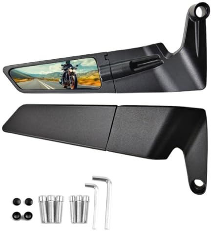 Specchietti Retrovisori Moto Manubrio Universali e Regolabili, Specchietti Laterali Moto e Scooter, Aerodinamici in Alluminio, Filettatura M8/M10 per Scooter e Naked
