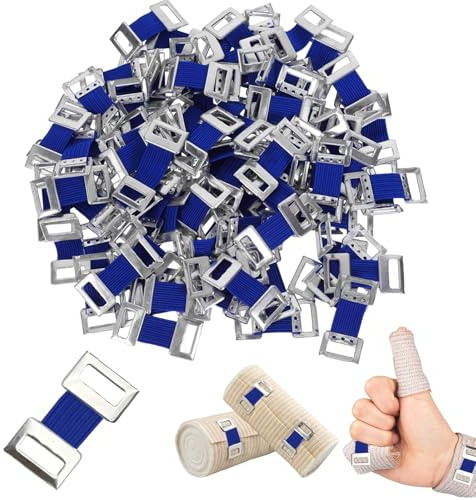 150 Stück Verbandsklammern Elastische Verbandklammern Bandage Klammern Mullbinde Klammern Hakenverschluss Bandage Klammern Für Elastische Binden Elastic Bandage Clips (Blau)