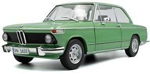 Solido BMW 1602 (1971) – Kompaktklassiker mit runder Front, bewegliche Türen und Lenkung, Diecast Modellauto, Taigagrün, 1:18