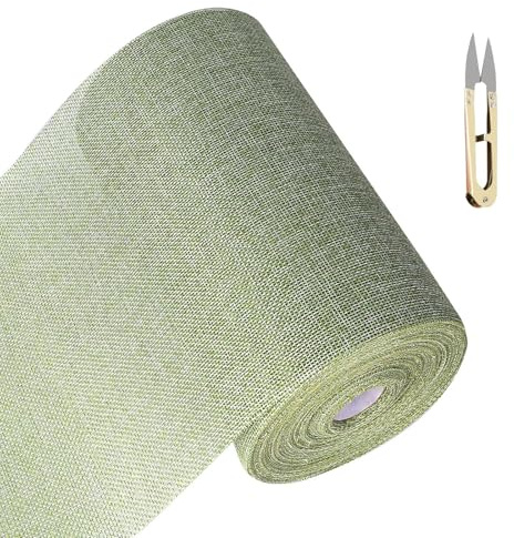 Tischband Grün Tischläufer Rolle, 20cm x 25m Tischläufer Salbeigrün Leinenoptik mit Kleine Schere, Tischdeko Grün Hochzeit Tischband Geburtstag Vintagegrün für Tischdeko Geburtstag Taufe Deko