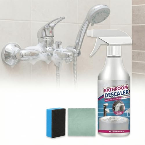 DEJIN Bathroom Descaler 2026 Upgrade 300ml – Foam Cleaner Spray for Limescale & Stubborn Stains, Shower & Sink Descaler, Bathroom Spray Cleaner for Fresh Shine