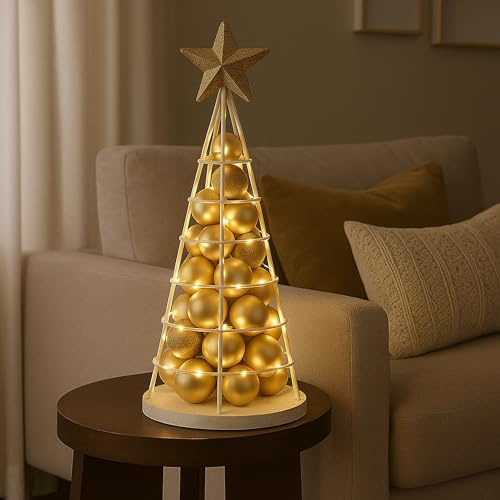 Mendler Deko-Baum HWC-O91 Metall 60cm - weiß | Weihnachtsbaum, Schmuckbaum, Weihnachtsdeko, Christbaum, zum Beschmücken