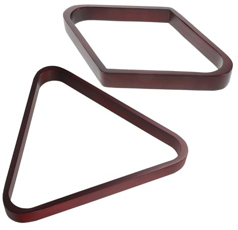 ERINGOGO 2Pcs Solid Wood Billiard Ball Rack Set – Wine Red Triangle Rhombus Cue Rack Holder for 9 Ball Pool Table Accessories, Professional Match Play