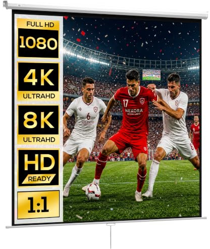 HOMCOM Pantalla de Proyector Manual 120 Pulgadas 1:1 207x207 cm Blanco