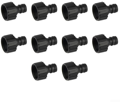 Plastic Water Pipe Connector 3/4 Inch 10 Pack for Garden Irrigation, Balcony Watering, Car Washing, Household Plumbing Fittings 3.8 cm Black