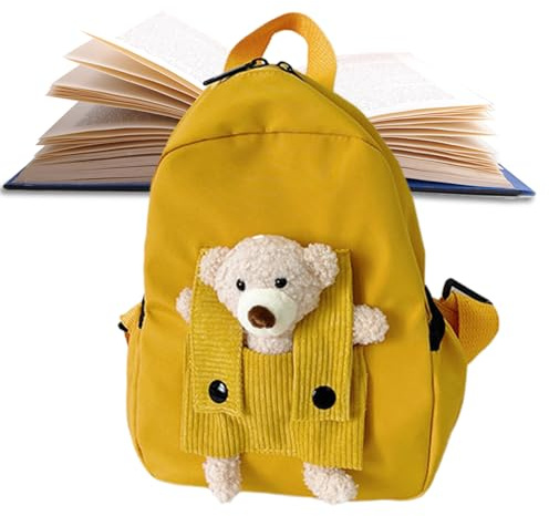 zaino Bear - borsa asilo interno spaziosa | sacOrsacchiotti Staccabile | Borse Scuola Attrezzature Da Viaggio Per Ragazze Studenti In Età Prescolare Viaggi Di Campeggio All'aperto Spostamento, giallo