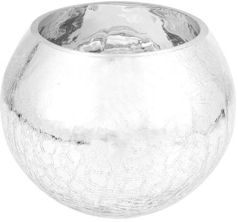 Parliky Glass Vase and Holds Water European Style round Ball Shape Silver Modern Glass Vase for Christmas and Birthday Flower Decoration for Hydroponics Plants