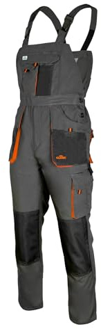 ART.MAS Arbeitshose Latzhose Classic – Robuste Arbeitslatzhose aus Polyester/Baumwolle (270 g/m²), 10 Taschen, Kniepolstertaschen, Graphit Orange