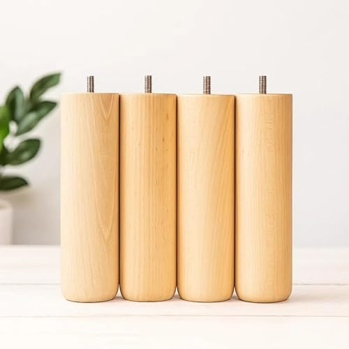 Wood Select Lot de 4 Pieds 30 cm Naturel Different Type de Fixation (Standard tapissier)