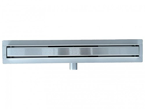 BERNSTEIN® Duschrinne 90cm für Duschkabine mit Edelstahleinsatz, Komplettset, Doppelseitiger Bodenablauf mit integriertem Siphon, Flache Edelstahl-Ablaufrinne GT02 für Badezimmer