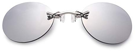 FGRYGF-eyewear Sport-Sonnenbrillen, Vintage Sonnenbrillen, Fashion Clip On Nose Sunglasses Men Vintage Mini Round Sun Glasses Hacker Empire Matrix Morpheus Rimless Sunglasses UV400 Silver