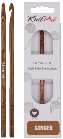 KnitPro - KnitPro Ginger Trä (5.50mm) Enkeländad Handgjord Virknål - 1 Virknål