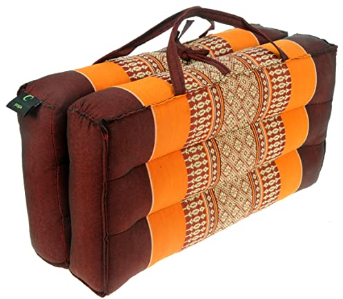 Namesakes Cojín de meditación Kapok Yoga Block - Soporte plegable - Naranja Burgandy