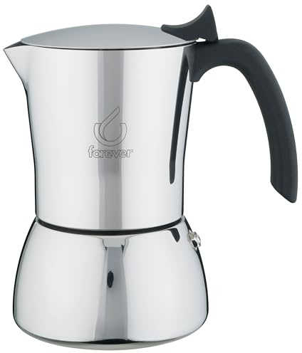 FOREVER Caffettiera Moka Induzione, Miss Perla, Caffettiera Moka per Casa, Caffettiera Portatile per Viaggio, inclusa Guarnizione in Silicone (6 Tazze)