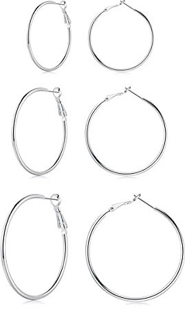 Josfeva Creolen Silber 925 Set, 925 Sterling Silber Creolen Ohrringe Groß, 40/50 / 60mm Damen Creolen Silber/Rosegold/Gold, Endless Huggie Rund Kreolen, Klapp-Creolen Ohrringe für Frauen