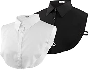 Wearlizer 2 Stücke Frauen Kragen Abnehmbare Hälfte Shirt Bluse In Baumwolle Weiß/Schwarz