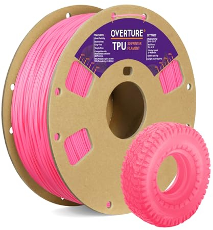 OVERTURE TPU Filament 1.75 mm, Flexible TPU Rolle Weiches 3D-Drucker Filament, 95A 1kg Spule (2.2 lbs), Maßgenauigkeit +/- 0,02 mm (Knallrosa)