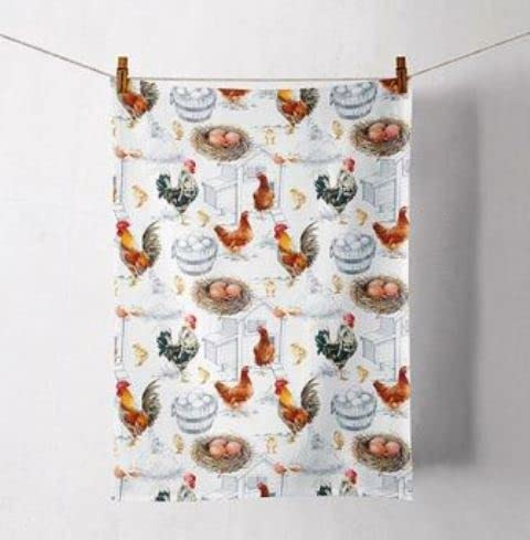 Ambiente Geschirrhandtuch, Geschirrtuch Küchentuch 70x50 cm 100% Baumwolle Landhaus Hühner Chicken Farm