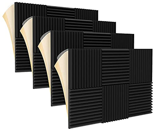 Pack of 24 Soundproof Foam Panels, High Soundproofing, Adhesive and Elasticity Acoustic Foam Boards, 1X12X12 Inch