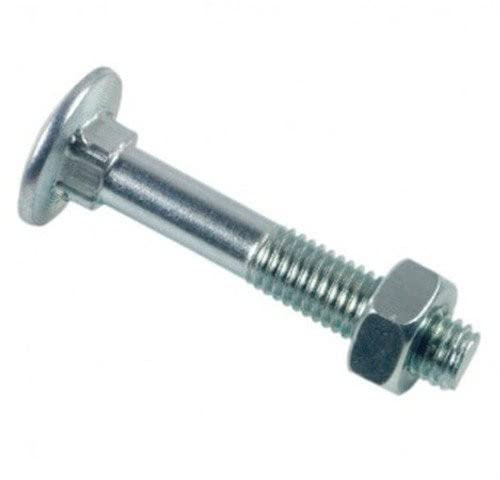 LENNIE, Boulon Tête ronde collet carré TRCC, Zingué blanc, Ø7x45, Boulons TRCC avec écrous 6 pans, Tête ronde collet carré, En acier zingué, Norme DIN 603, Boite de 100