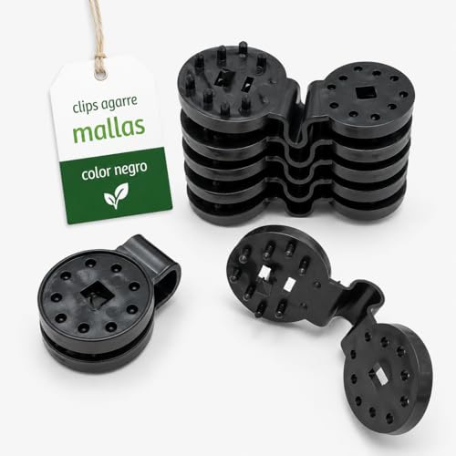 flonatur Pinzas de plástico clips para sujeción de mallas de ocultación, brezo, telas, vallas de su jardín. Bolsas de grapas cierra fácil color negro, varios packs. (100, Negro)
