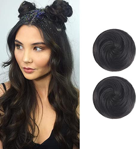 2PCS Mini Claw Fake Buns Rakt Hår Bun Extensions Hår Donut Chignon Clip In Hår Scrunchies