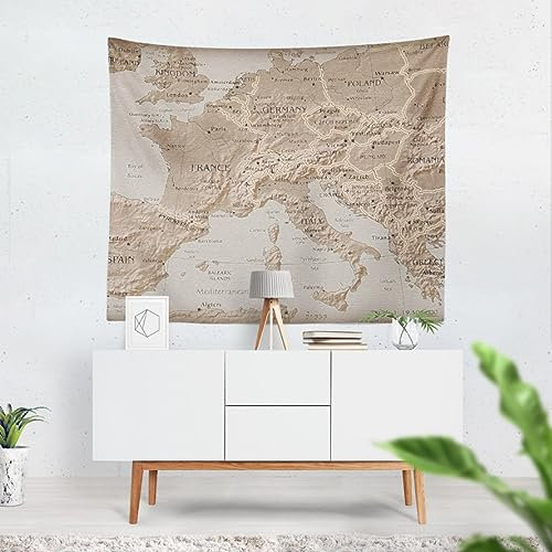 CEVAN Wandteppich Klein Orientalisch XXL Wanddekoration Karte Wandteppich Dicker Stoff Baby Wanddekoration Braun Wanddekoration Bedruckter Stoff 150X130 cm