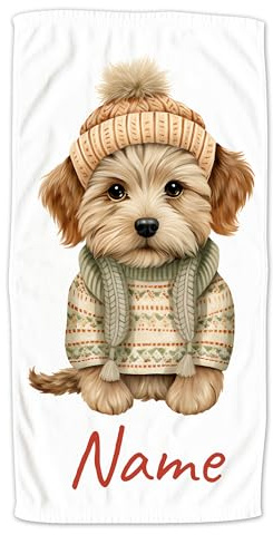 GRAZDesign Handtuch Hund mit Namen personalisiert Welpe Tiere als Badetuch, Saunatauch, mit Hunde Motiv - 100x50cm