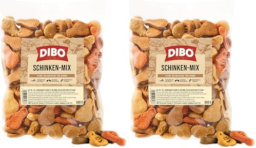 DIBO Dibo Mélange de Jambon 500 g - Produits de Boulangerie comme Alimentation Saine et Naturelle pour Chiens - Nourriture pour Chien - Barf, B.A.R.F., friandises, Biscuits pour Chien (Lot de 2)