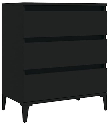 FENLAX Kommode Breite Sideboard Komodenschrank Für Schlafzimmer Flur Wohnzimmer Chest of Drawer Mehrzweckschrank 60x35x70 cm Schwarz