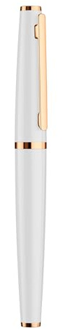 Otto Hutt Design 06 038-16506 Fountain Pen White with Barrel Made of Solid Aluminium Material, Cap and Fittings Rose Gold Coated Steel Nib Size EF