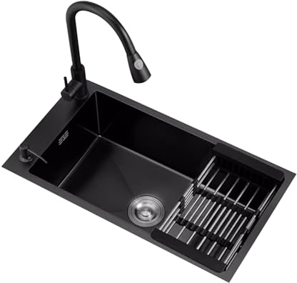 Fregadero de cocina, fregadero de un seno de acero inoxidable, fregadero de barra, grifo montado en el lado izquierdo y derecho, adecuado for balcón, bar, mesa de comedor, estudio (Size : 50x35cm (1