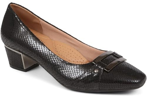 Pavers Womens Heeled Court Shoe | All Year Round | Ballet Pumps Shoe | Slip On | Lightweight