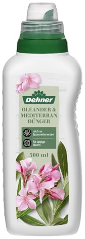 Dehner Oleander- und Mediterrandünger, hochwertiger Flüssigdünger, Dünger für Mediterranpflanzen, organischer NPK-Dünger, mit Spurennährstoffen, 500 ml, für ca. 75 l | Flüssigdünger, Dünger für Mediterranpflanzen, organischer NPK-Dünger, mit Spurennährstoffen