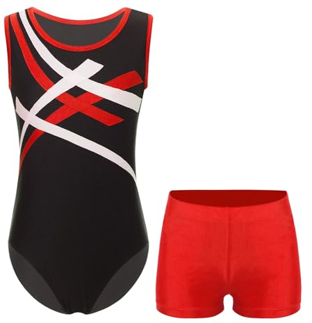 Yruioon Jungen Turnanzug Gymnastikanzug Ärmellos Ballettanzug mit Shorts Kinder Ballett Trikot Gymnastik Leotard Turnen Akrobatik Anzug