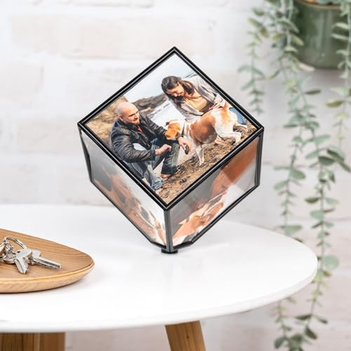 Wanapix Cube Photo Rotatif | Cadre Photo Personnalisé | Cadeau Original | Pile AA (non incluse) | 9,8 cm | 100% Personnalisé