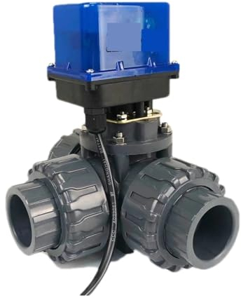 CAYUND 3 Weg Elektrische Kugelhahn PVC, AC220V DN15, DN20, DN25 Clamp Typ Kunststoff Automatisierten Kugelhahn(Size:DN25,Color:CR06)