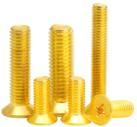 Messing-Flachkopfschraube M2-M8 Messing-Kreuzschlitz-Senkkopfschrauben, 10 Stück, M2,5x12mm