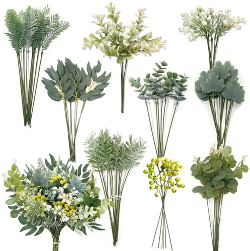 OrgMemory 78Pcs Faux Flowers, Artificial Greenery Stems, Greenery for Centerpieces for DIY Bridal Bouquets Wedding Floral Arrangement Table Centerpieces