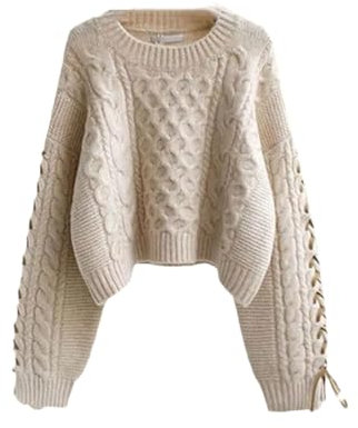 Damen-Strickset, hohe Taille, schmaler Halblöcke, zweiteiliges Set, einfarbig, Strickpullover, Rock-Set, Aprikosen-Pullover, M