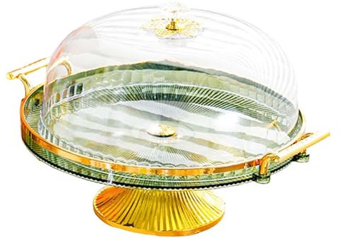 Colcolo Piatto da Portata per Dessert, Alzata per Torta con Coperchio a Cupola, Piatto da Portata Rotondo e Multifunzionale per Biscotti, Cupcake, Muffin, Verde