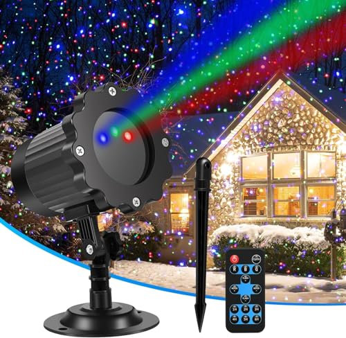 COYEUX Luci per proiettori Natalizi da Esterno, proiettore a Stella a LED a 3 Colori, con Telecomando, per Decorazioni Natalizie per Interni ed Esterni, Feste, Patio, Giardino