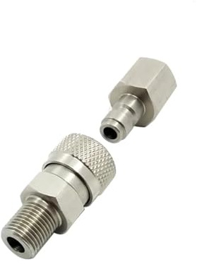 1 juego de conector macho hembra NPT de 1/8 y conector de boquilla de llenado de 8 mm, adaptador de línea remota PCP de acero inoxidable de desconexión rápida