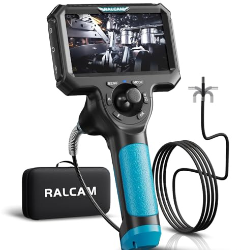 Ralcam Endoskopkamera mit Licht, Endoscope Camera mit 360° beweglichem Kopf, 5 HD Display, Inspektionskamera IP67 Wasserdicht, Rohrkamera Halbstarr