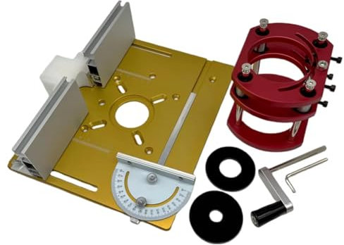 Suoumwa de Elevación de Fresadora y Placa de Inserción de Mesa de Fresadora de Aluminio, Máquina Ranuradora de Grabado de Madera con Recortadora Eléctrica Dorada