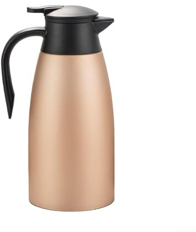Zoegneer Carafe isotherme de 2 litres en acier inoxydable avec grande capacité pour la maison, la cuisine, le bureau, les voyages, le camping (doré)