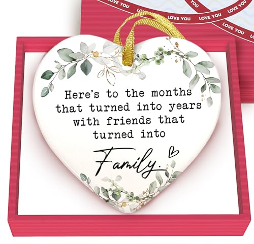 GOSSBY Friendship Ornament for Women for Friend - Friends That Turned into Family - Heart-Shaped Ceramic Xmas Decoration for Tree 2025