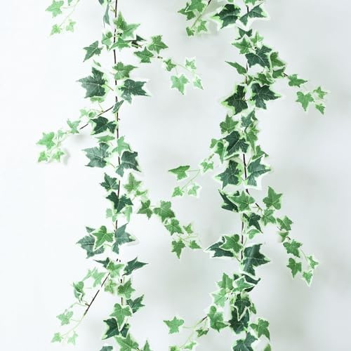 2 guirnaldas Artificiales Hiedra Blanca | para decoración de Habitaciones, Verde, 200, cm, Guirnalda, Falsa, Plantas